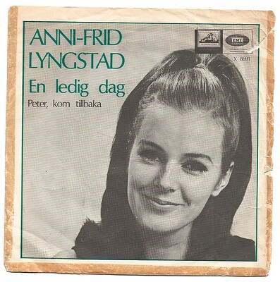 FRIDA (ANNI-FRID LYNGSTAD) - EN LEDIG DAG / PETER, KOM TILLBAKA Her debut single, very rare! Green back of the sleeve (7")