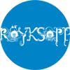 ROYKSOPP - LOGO   1” pin/badge, white logo on blue background (BADGE)
