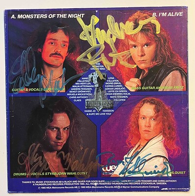 HEAVY LOAD - MONSTERS OF THE NIGHT Signed sleeve only. (7")