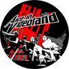 ALICE IN VIDEOLAND - GROUP PICTURE    1” pin, Black with white/ red picture of group with logo (BADGE)