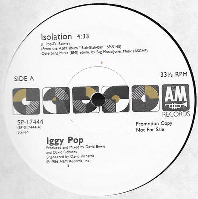 POP, IGGY - ISOLATION    US Promo Record company sleeve Mint (12")