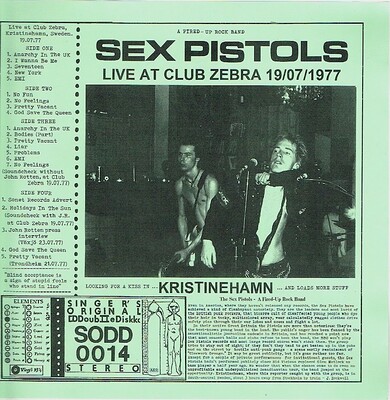 SEX PISTOLS - LIVE AT CLUB ZEBRA IN KRISTINEHAMN 1977 Limited Edition 200 copies, Green Vinyl (2LP)