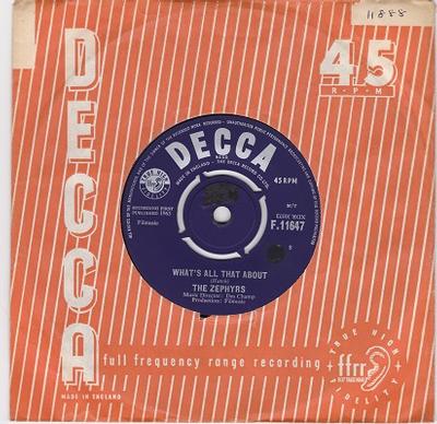 THE ZEPHYRS - WHAT'S ALL THAT ABOUT / Oriental Dream UK pressing (7")
