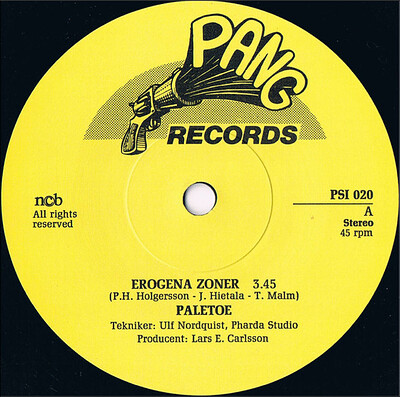PALETOE - EROGENA ZONER / Brooke Shields Rare Swedish hard rock single from 1982, on Pang Records (7")