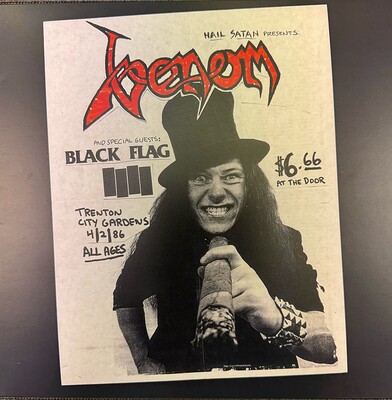 VENOM - LIVE TRENTON CITY GARDENS 4/2/86 AND SPECIAL GUEST BLACK FLAG very limited 100 copies (LP)